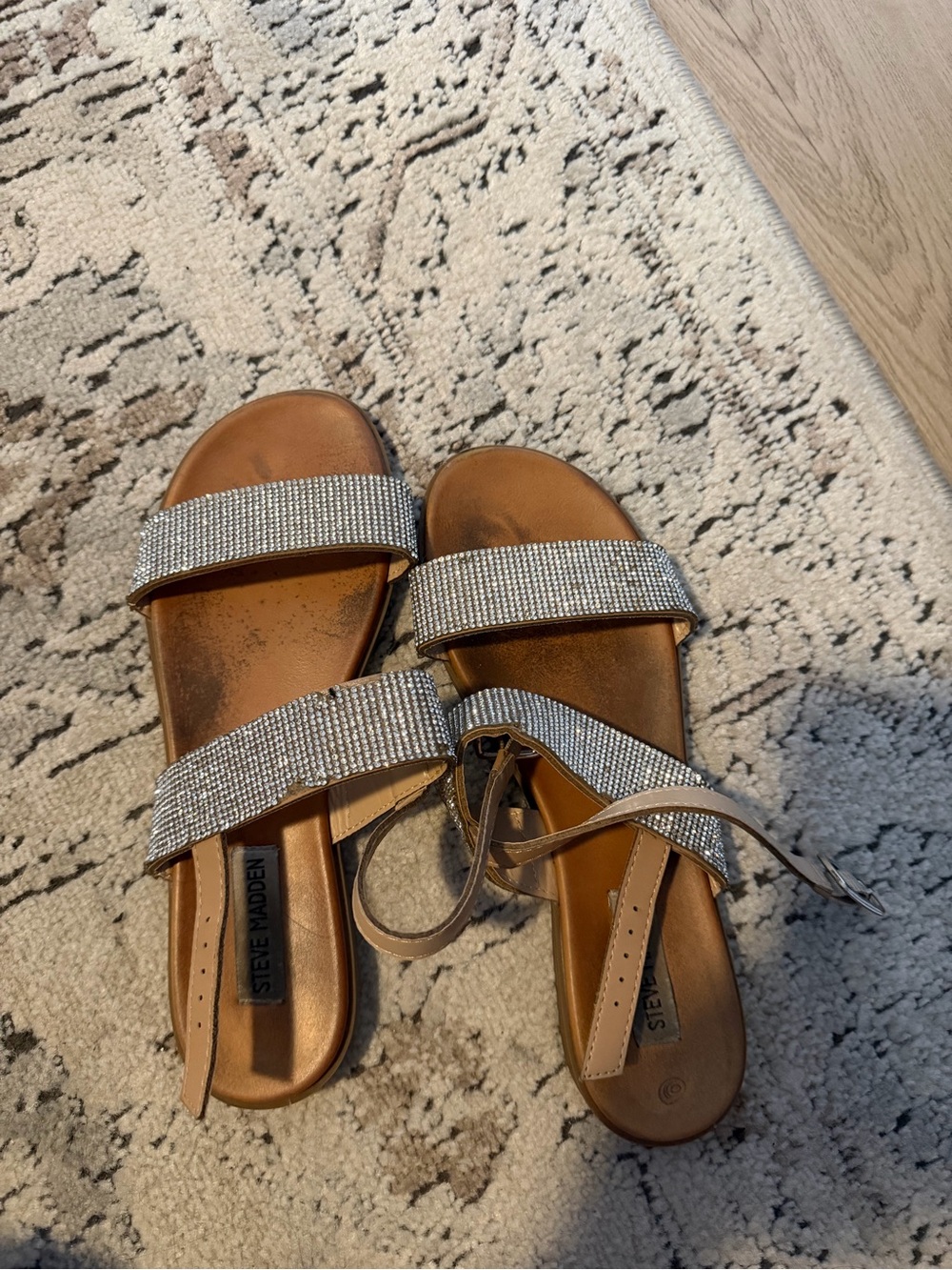 Steve Madden Tan Sandals with Crystal Straps